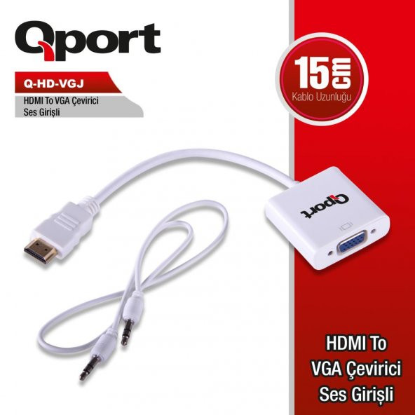 Q-PORT HDMI- VGA+SES ÇEVİRİCİ