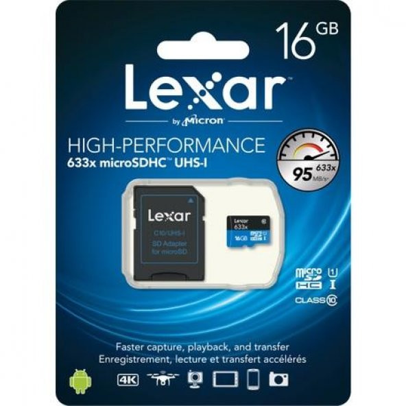 Lexar 16GB Micro SD Class 10 Hafıza Kartı UHS-I  633x 95MB/s