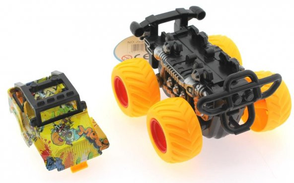 Die Cast Off Road  Dev Sarı Teker Araba - 3