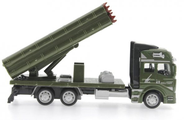 Sürtmeli Die Cast Metal Roketatar Rampalı Askeri Kamyon - 4