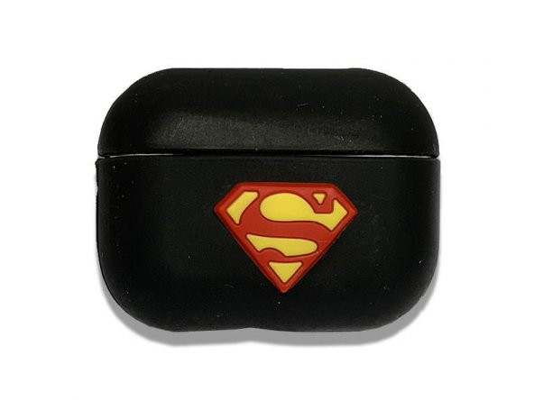Airpods Pro Kulaklık Kılıf Supermen Logo Siyah