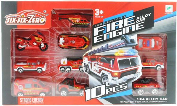 10lu Die Cast Metal İtfaiye Araçları Seti