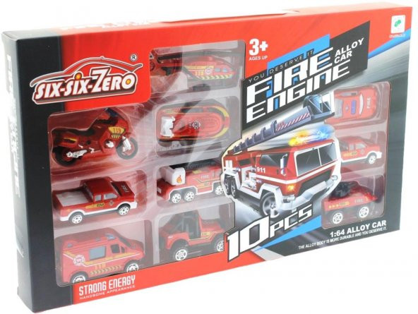 10lu Die Cast Metal İtfaiye Araçları Seti - 2
