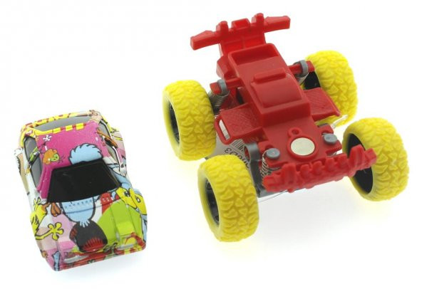 Die Cast Çizgi Film Desenli Sarı Teker Araba - 2