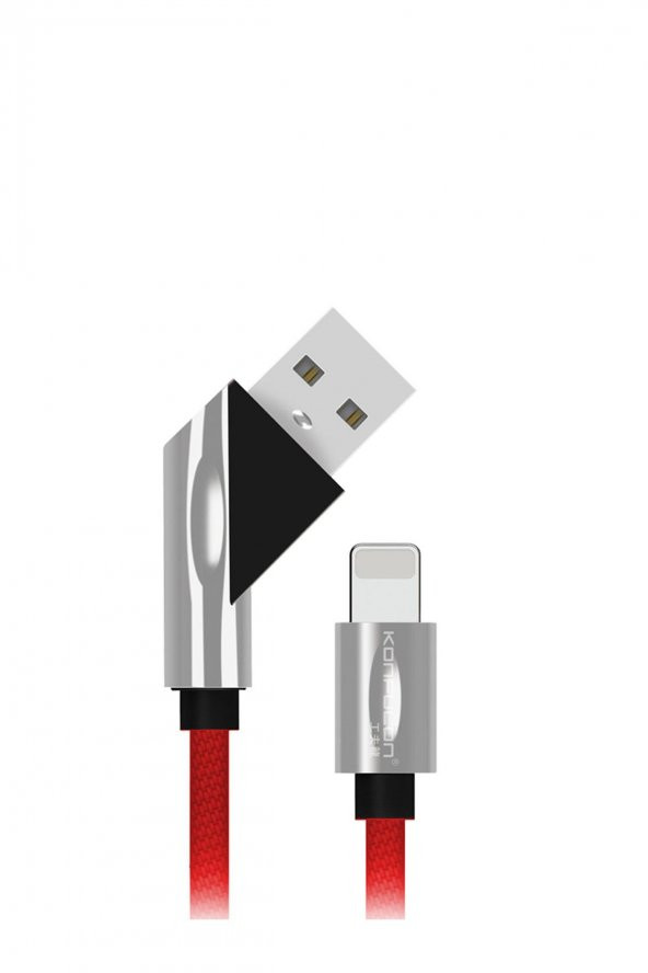 Apple iPhone iPad Şarj Kablosu Çelik Örme 1 Metre Kırmızı
