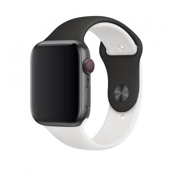 Apple Watch Uyumlu 40 mm Kordon Silikon Kayış Siyah - Beyaz - 3