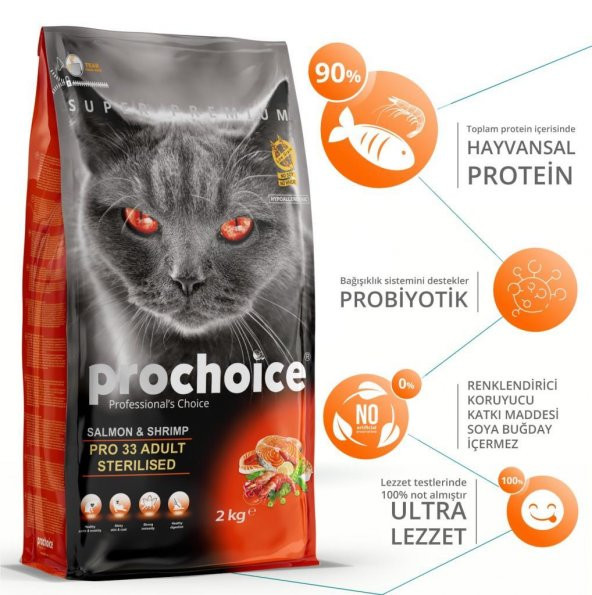 ProChoice Pro33 Somon ve Karidesli Steril Kısır Kedi Maması 15 Kg