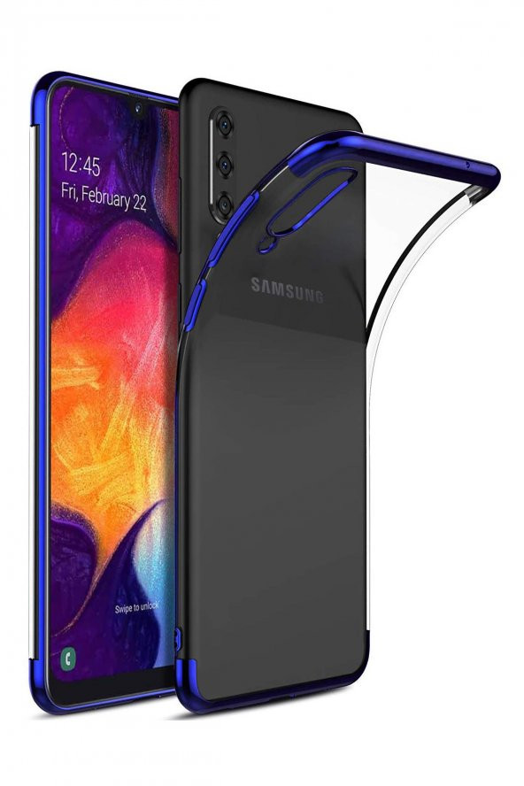 Samsung Galaxy A50 Kılıf Lazer Kaplama Silikon Mavi