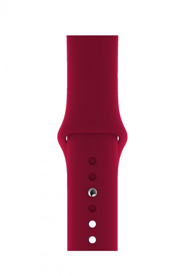 Apple Watch Uyumlu 42 mm Kordon Silikon Kayış Vişne - 1