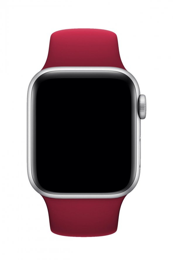 Apple Watch Uyumlu 42 mm Kordon Silikon Kayış Vişne - 2