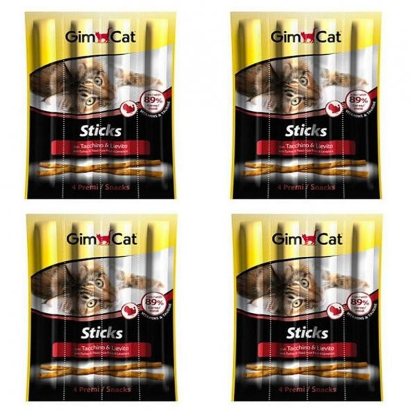 Gimcat Sticks Hindili Tavşanlı Kedi Çubuk Ödülü 4lü x 4 Adet