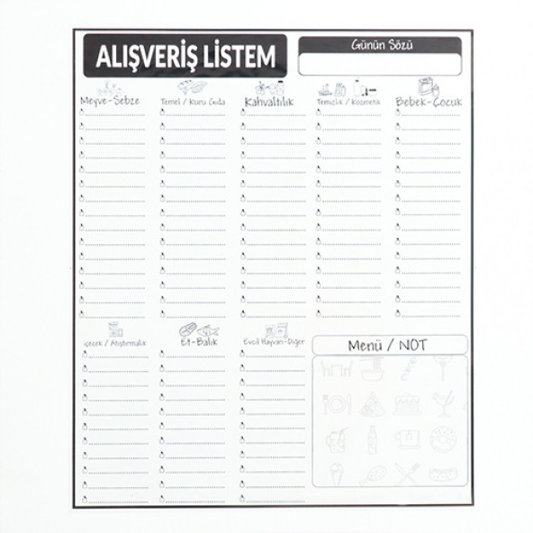 EVBUYA ALIŞVERİŞ LİSTESİ AKILLI KAĞIT (SİLGİLİ KALEM HEDİYE) - Resim 3
