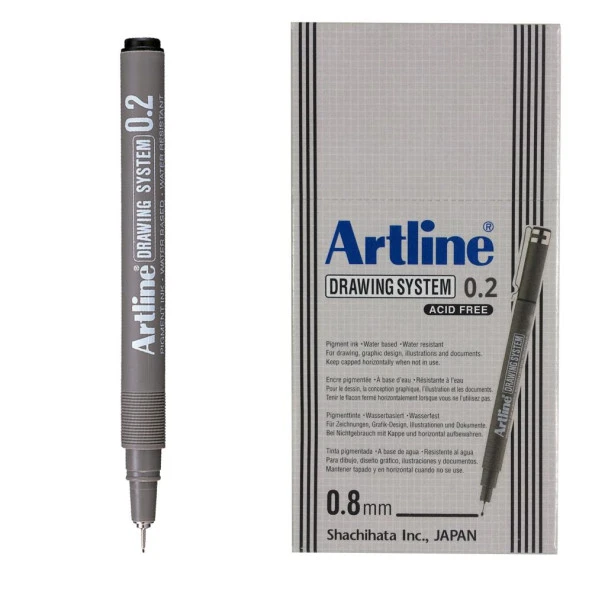 ARTLINE CIZIM KALEMI 02mm SIYAH 12LI KUTU (232) - 2
