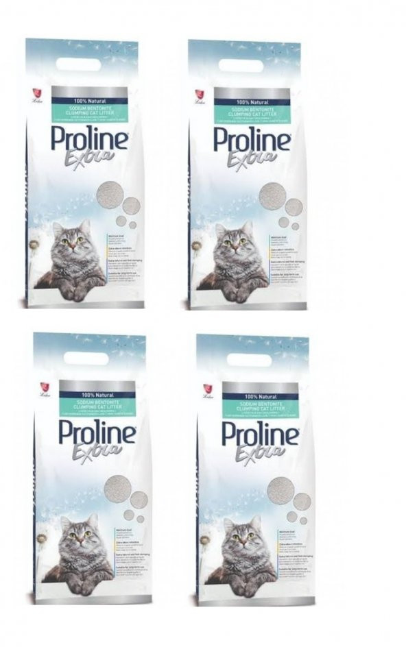 Proline Extra Doğal Bentonit Topaklanan Kedi Kumu 5Lt x 4