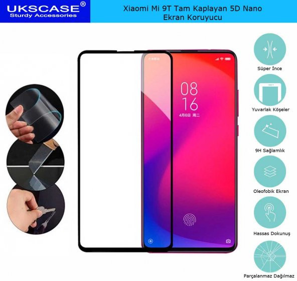 Xiaomi Mi 9T Tam Kaplayan Ekran Koruyucu 5D Nano Glass