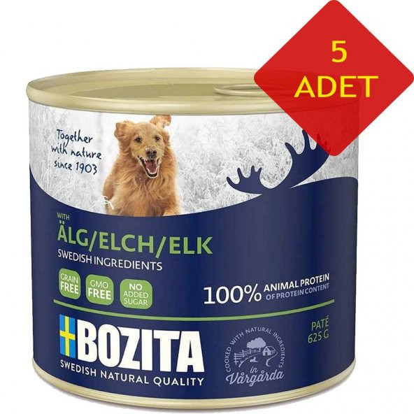 Bozita Tahılsız Geyik Etli Köpek Konserve 625 Gr x 5 Adet