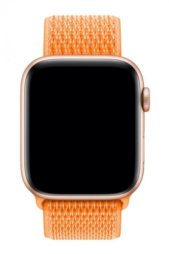 Apple Watch Uyumlu 40 mm Spor Loop Kordon Kumaş Kayış Açık Turuncu - Resim 2