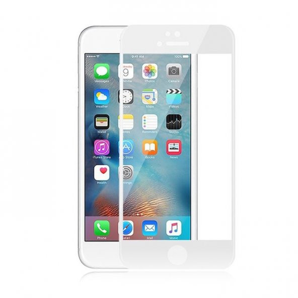 Melefoni Beyaz ince iPhone 6 6S Ekran Koruyucu 3D Cam