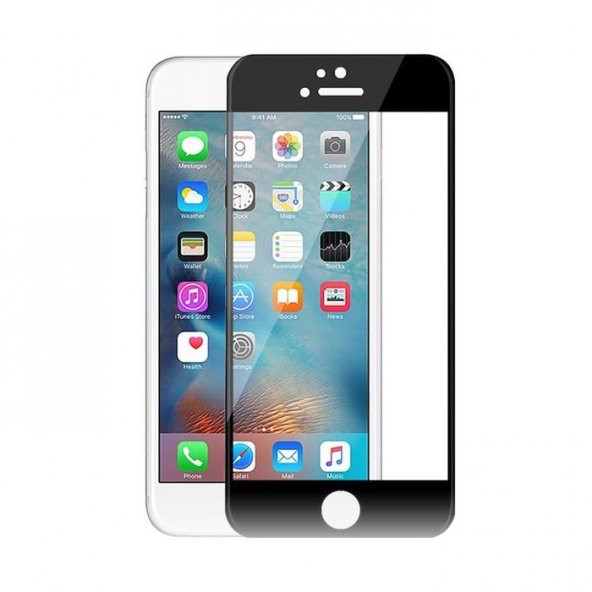 iPhone 6 6S Siyah İnce Ekran Koruyucu 3D Cam
