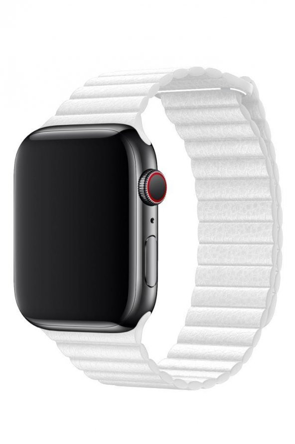 Apple Watch Uyumlu Deri Loop Kordon 38 mm Kayış Beyaz - Resim 2
