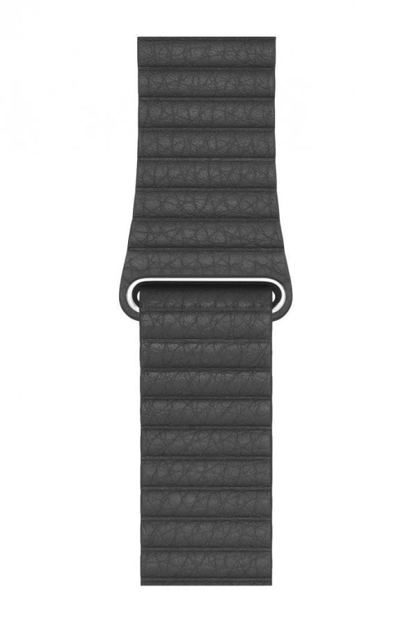 Apple Watch Uyumlu Deri Loop Kordon 44 mm Kayış Siyah
