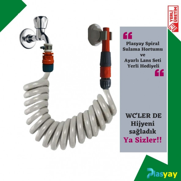 Plasyay Spiral Sulama Hortumu ve Ayarlı Lans Seti Yerli Hediyeli - 2