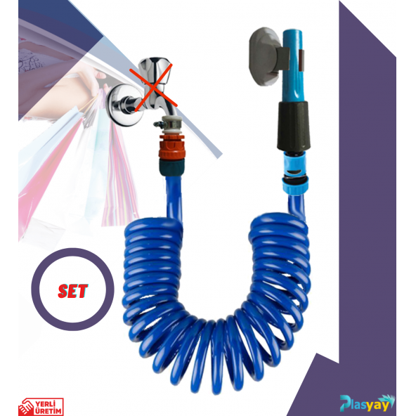 Plasyay Spiral Sulama Hortumu ve Ayarlı Lans Seti Yerli Hediyeli - 3