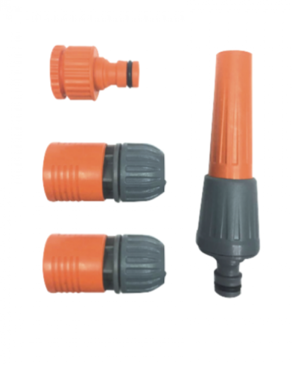 Plasyay Ayarlı Fıskiye ve Hortum Bağlantı Aparatları 4 lü Gri Set