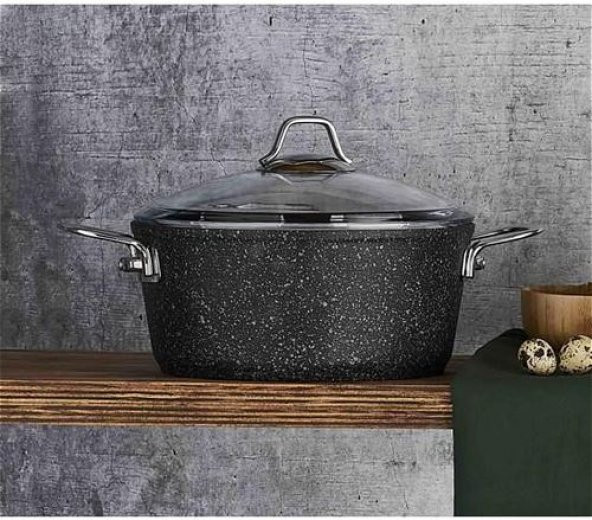 Falez Black Line 24 cm Derin Granit Tencere