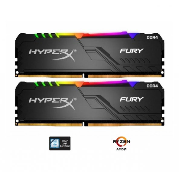 Kingston HyperX  Fury RGB 16GB (2x8) 3000MHz DDR4 HX430C15FB3AK2/16 Gaming Bellek