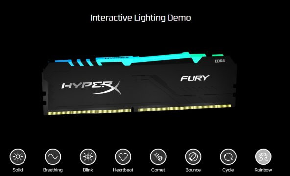 Kingston HyperX Fury RGB 16GB (2x8) 3000MHz DDR4 HX430C15FB3AK2/16 Gaming Bellek - 3