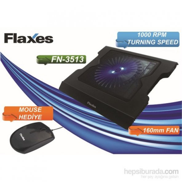 Flaxes FN-3513 Ayaklı USB LED Fanlı Notebook Soğutucu + Mouse Hediyeli
