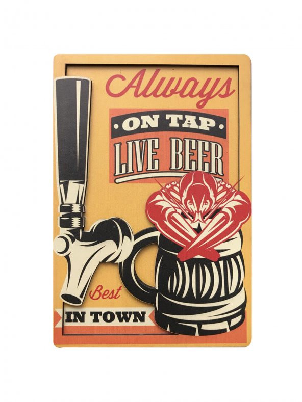 RETRO 3D KABARTMALI UV BASKI AHŞAP POSTER