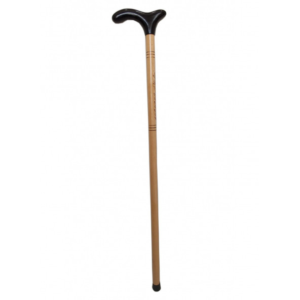 AHŞAP BASTON ASA DESENLİ SİYAH SAPLI 90CM - 2