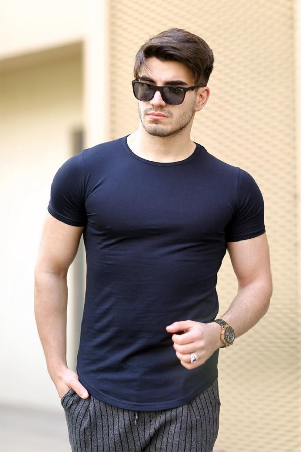 Cool&Wear 12103 Basic Oval Etek Lacivert T-Shirt - 4