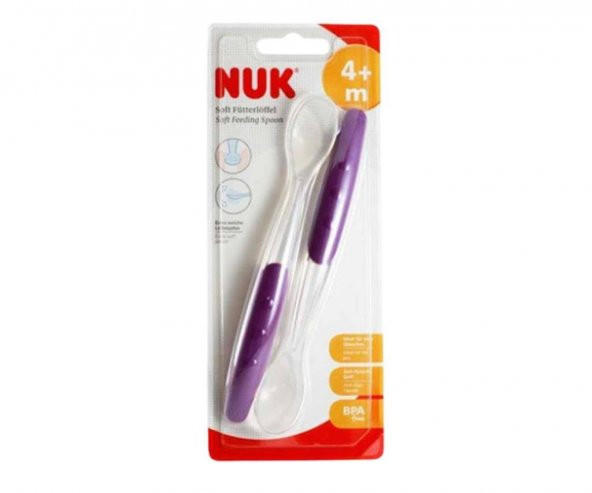 Nuk Silikon Uçlu Kaşık - 2li Set / Mor-4008600097518-1 - 2