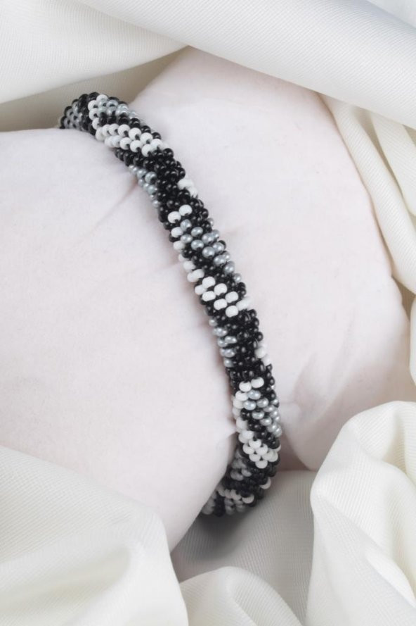 Zariass Miyuki Bileklik Sarmal Siyah Beyaz