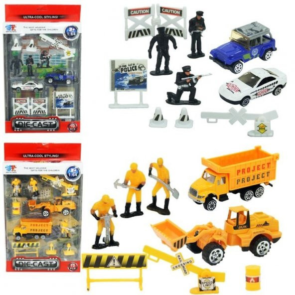 1:64 10lu Aksesuarlı Metal Araç Setleri - 2