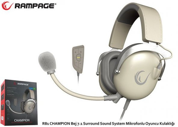 RAMPAGE R81 CHAMPION 7.1 USB OYUNCU KULAKLIK,BEJ - 5