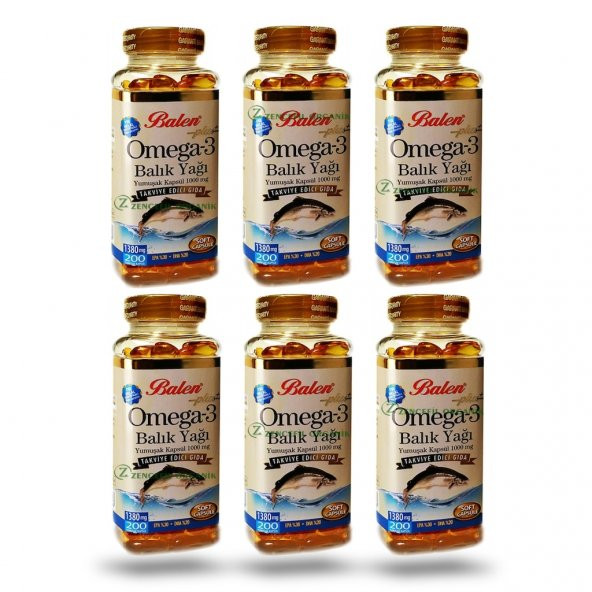 Balen Omega 3 Balık Yağı 200 lük * Büyük Boy 6 Kutu * Yeni
