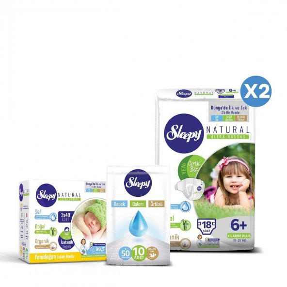 Sleepy Natural Bebek Bezi 6+ Numara Xlarge Plus EKONOMİ PAKETİ - 2