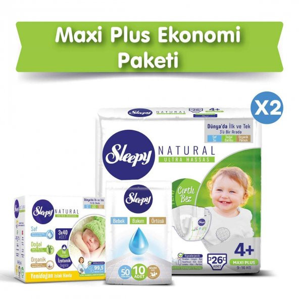Sleepy Natural Bebek Bezi 4+ Numara Maxi Plus EKONOMİ PAKETİ