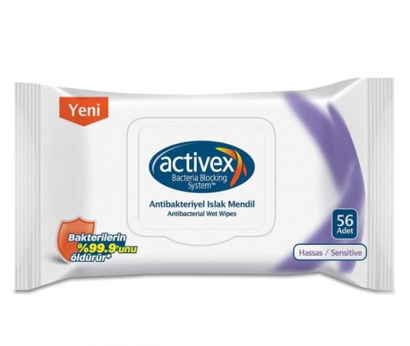 Activex Antibakteriyel Islak Mendil Hassas 56 Adet