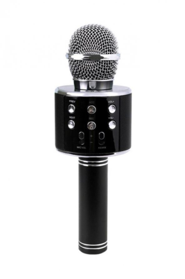 Bluetooth Karaoke Mikrofon Speaker Mp3 Çalar Kart Girişli Siyah ws858-2