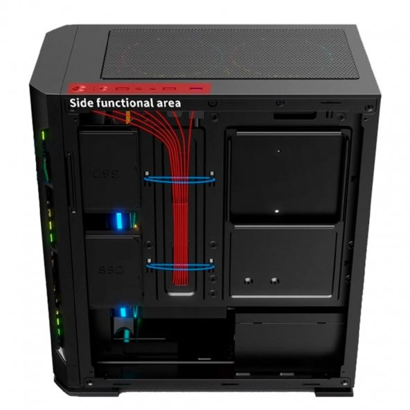 GAMETECH GALAXY MESH RGB Kumandalı 140mm Fanlı Pro Gaming Oyuncu Bilgisayar Kasası - 6