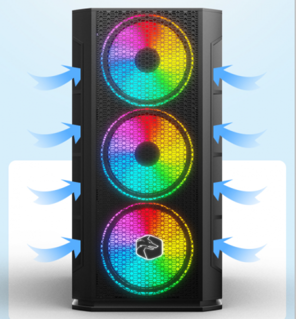 GAMETECH GALAXY MESH RGB Kumandalı 140mm Fanlı Pro Gaming Oyuncu Bilgisayar Kasası - 7