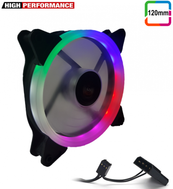 GAMETECH 5 Renk 120mm 12cm Performans Serisi Işıklı Rainbow Kasa Fanı