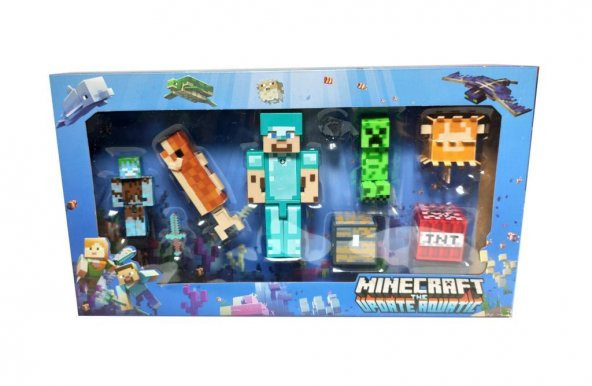 JL19007-2 Minecraft  Update Aquatic Aksiyon Figür Oyuncak Seti - 4