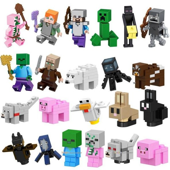JL19007-2 Minecraft  Update Aquatic Aksiyon Figür Oyuncak Seti - 6