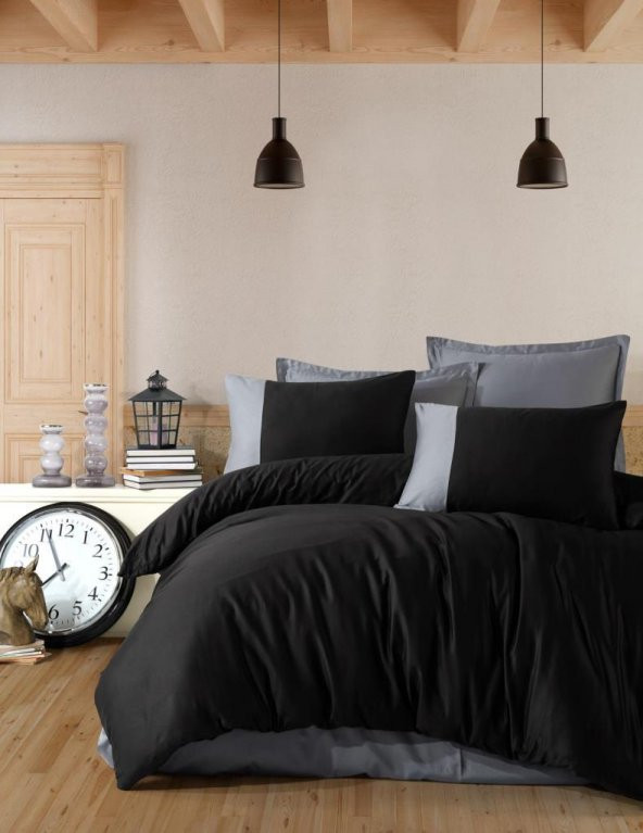 Clasy Butik Serisi Çift Kişilik Nevresim Takımı Pure V1 Siyah ürün görseli